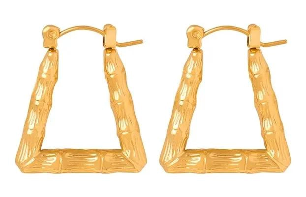 AROS BAÑADOS EN ORO 18K DISEÑO EXCLUSIVO TRIANGULAR - 1