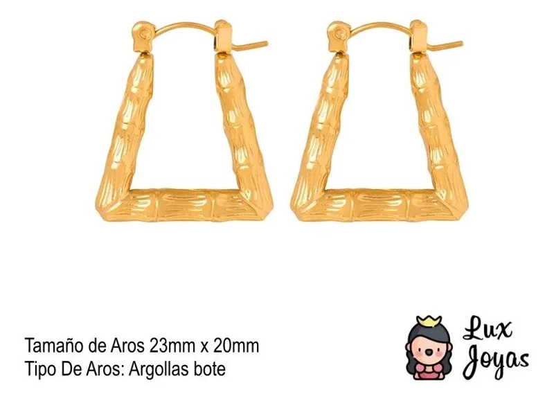 AROS BAÑADOS EN ORO 18K DISEÑO EXCLUSIVO TRIANGULAR - 3