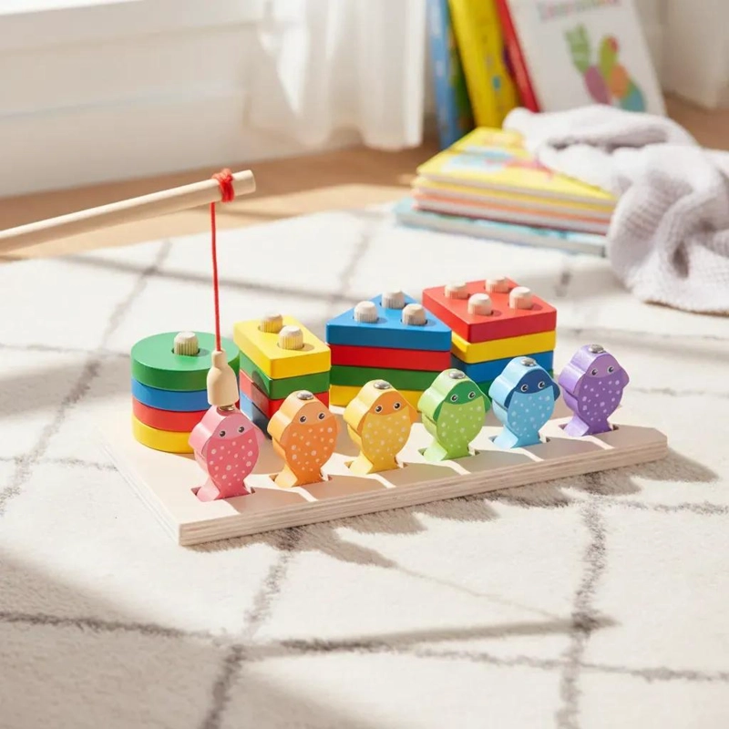 JUGUETE DIDACTICO DE MADERA PARA PESCA Y ENCAJE INFANTIL - 2