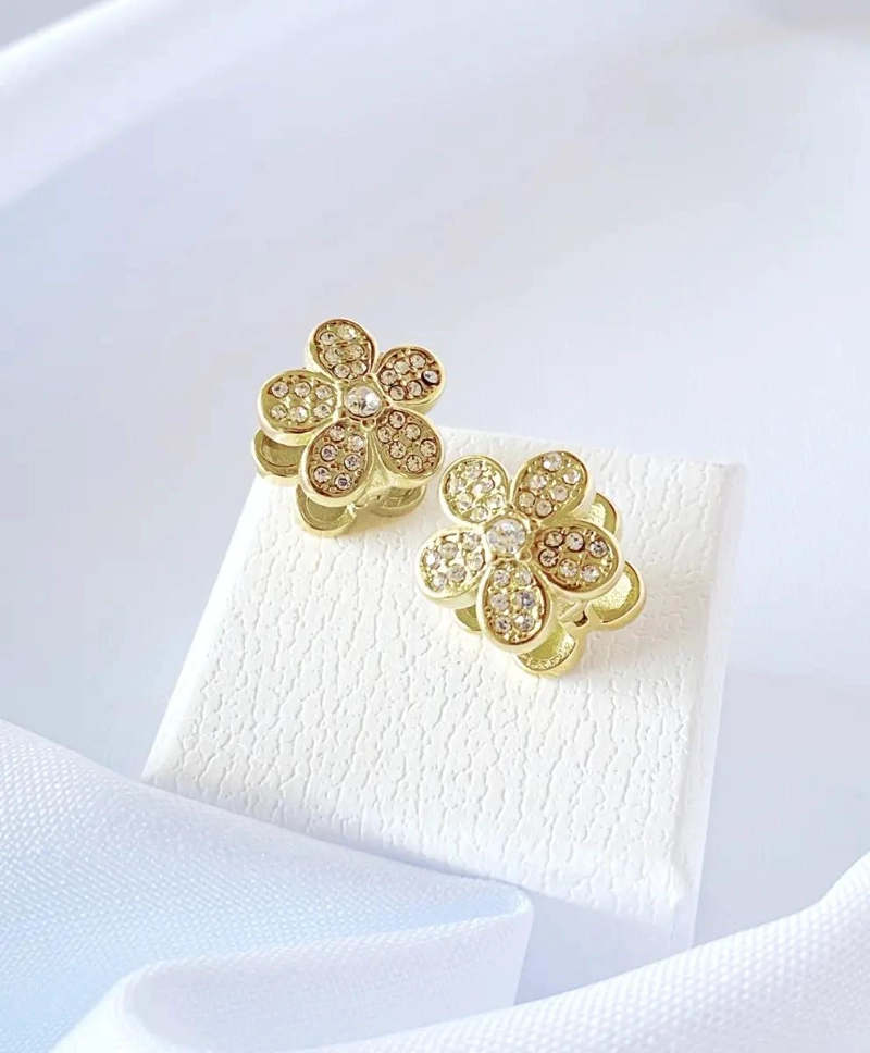 ARO CARRE  CON FLOR Y CIRCONES EN ORO 18K - 2