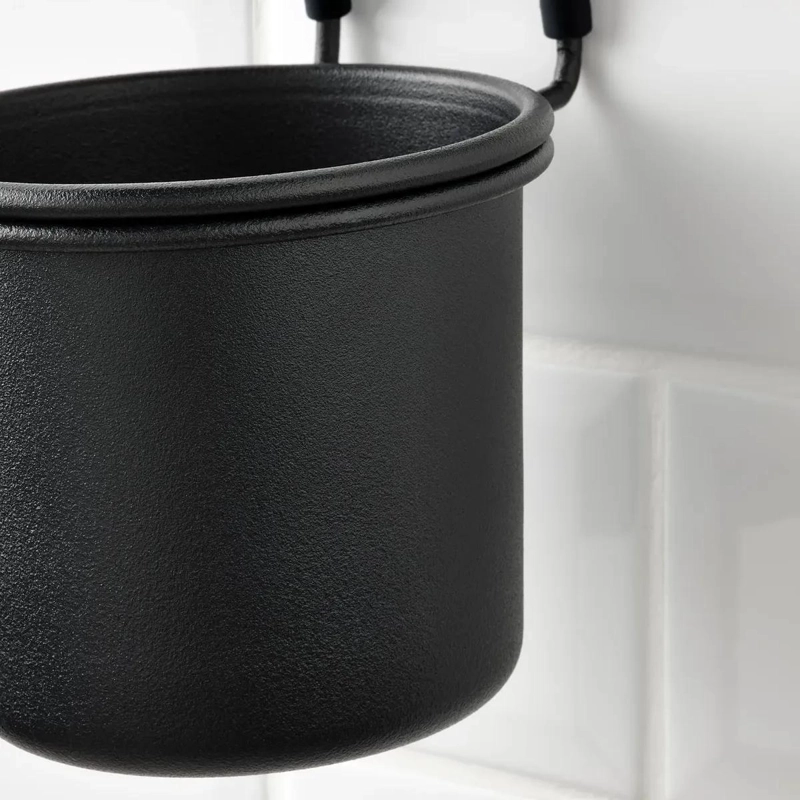 CONTENEDOR DE COCINA NEGRO DE ACERO CON DRENAJE 14X16 CM - 2