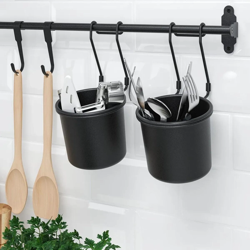 CONTENEDOR DE COCINA NEGRO DE ACERO CON DRENAJE 14X16 CM - 3