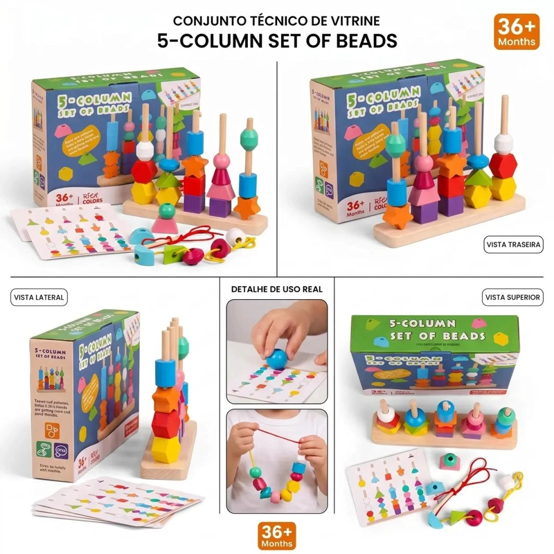 JUGUETE DE MADERA MONTESSORI PARA APILAR Y ALINEAR CON 25 PIEZAS - 1