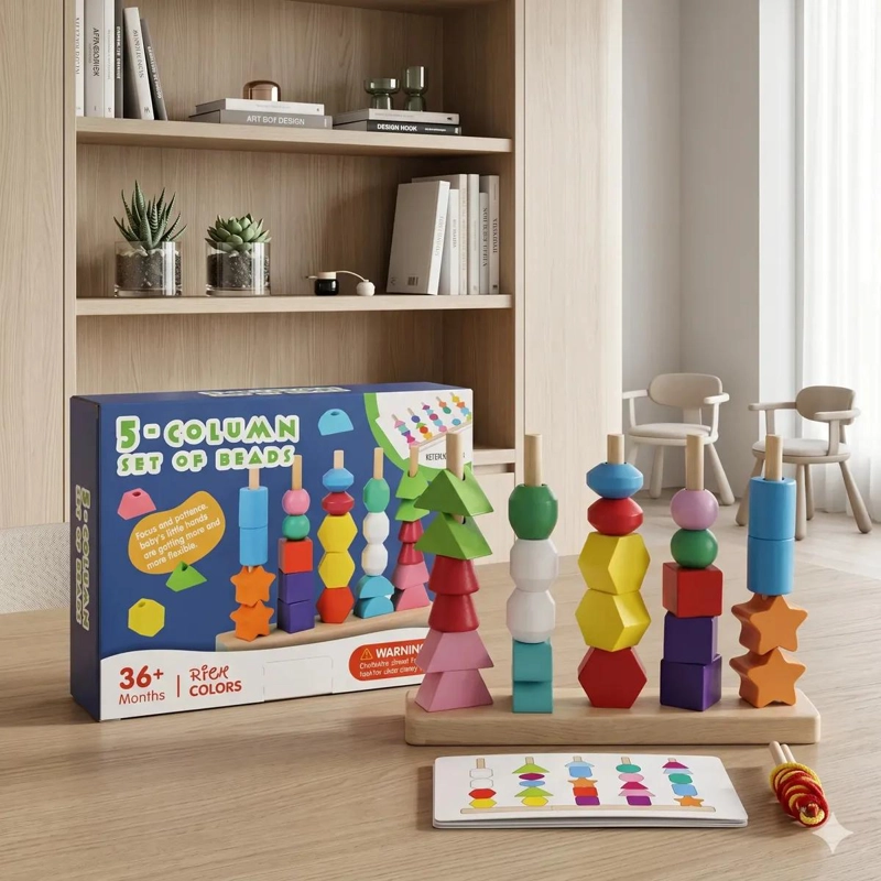 JUGUETE DE MADERA MONTESSORI PARA APILAR Y ALINEAR CON 25 PIEZAS - 3