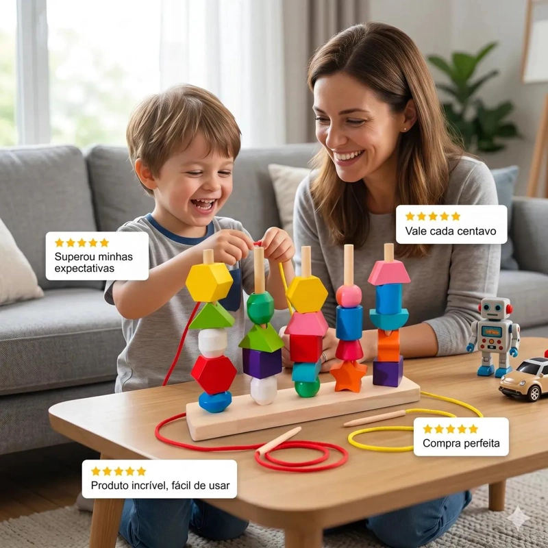 JUGUETE DE MADERA MONTESSORI PARA APILAR Y ALINEAR CON 25 PIEZAS - 5