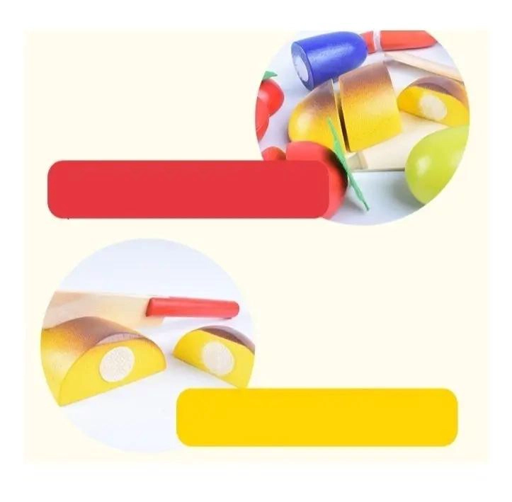 CORTA FRUTAS DE MADERA DIDACTICO CON VELCRO PARA NIÑOS - 5