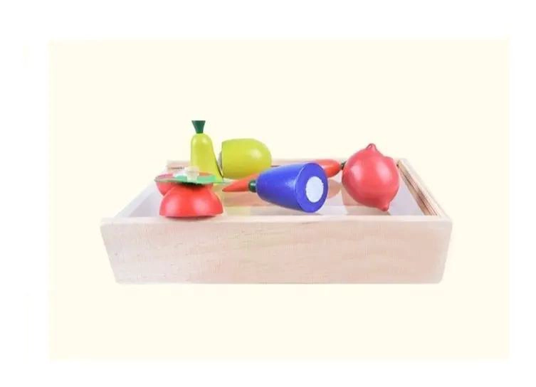 CORTA FRUTAS DE MADERA DIDACTICO CON VELCRO PARA NIÑOS - 6