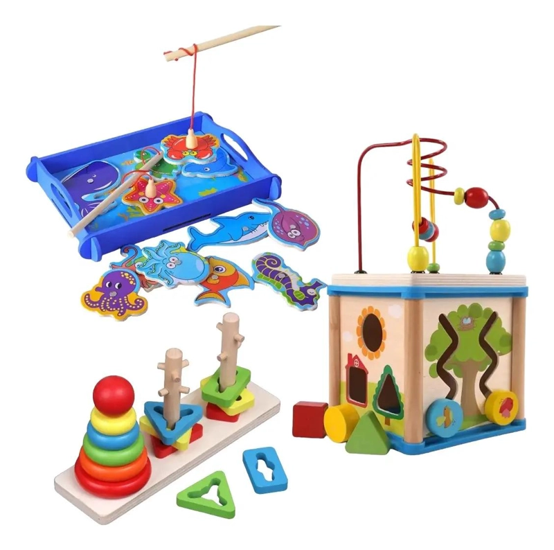 KIT DIDACTICO DE JUGUETES DE MADERA PARA NIÑOS - 1