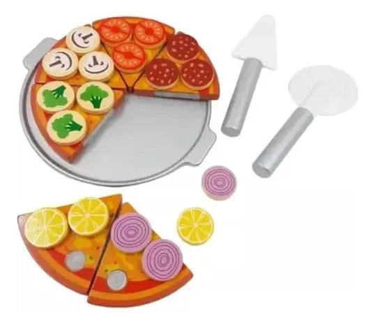 SET DE JUGUETE DE PIZZA DE MADERA PARA NIÑOS CREATIVOS - 2