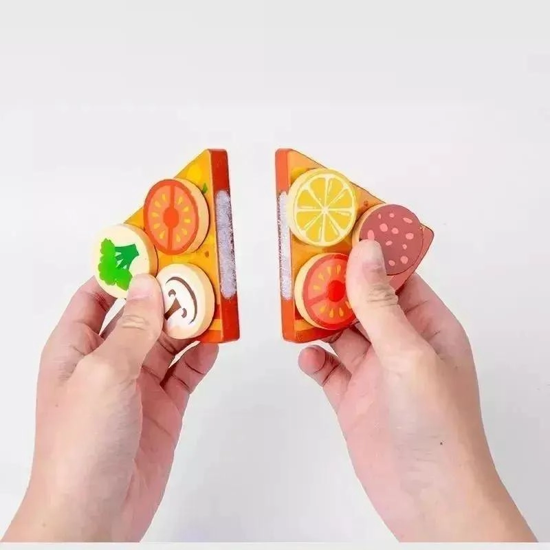 SET DE JUGUETE DE PIZZA DE MADERA PARA NIÑOS CREATIVOS - 4
