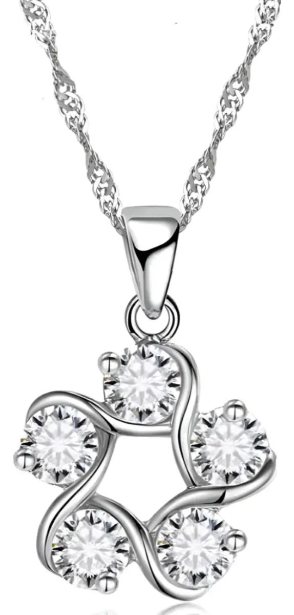 CONJUNTO DE AROS Y COLLAR DE PLATA 925 CON ZIRCONIA CUBICA - 2