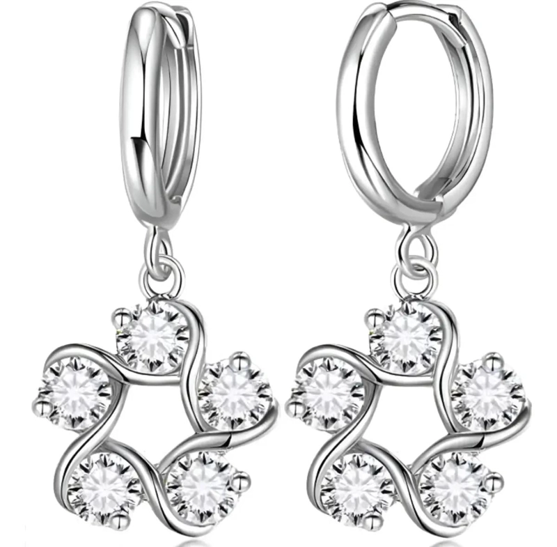 CONJUNTO DE AROS Y COLLAR DE PLATA 925 CON ZIRCONIA CUBICA - 3