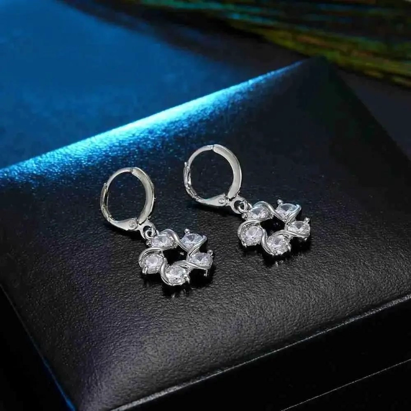 CONJUNTO DE AROS Y COLLAR DE PLATA 925 CON ZIRCONIA CUBICA - 5
