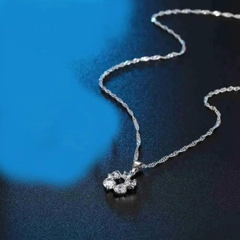 CONJUNTO DE AROS Y COLLAR DE PLATA 925 CON ZIRCONIA CUBICA - 8