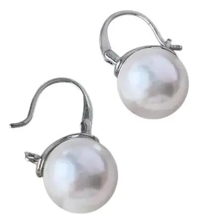 AROS ELEGANTES DE NACAR CON GANCHO DE PLATA PULIDA - 2