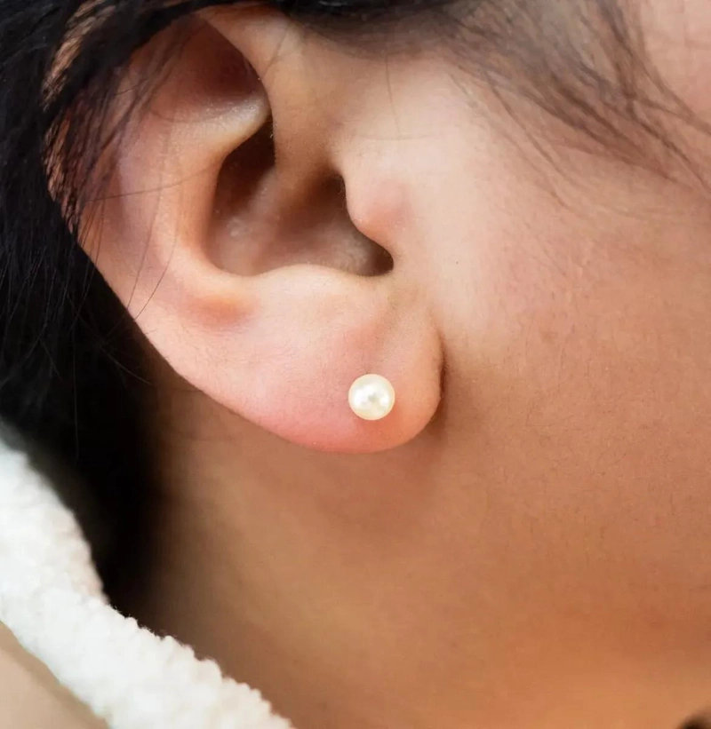 AROS TOPO DE PERLA 5MM EN ORO LAMINADO DE 18K - 2