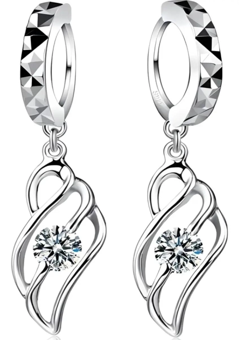 CONJUNTO DE AROS Y COLLAR DE PLATA 925 CON ZIRCONIA CUBICA - 4