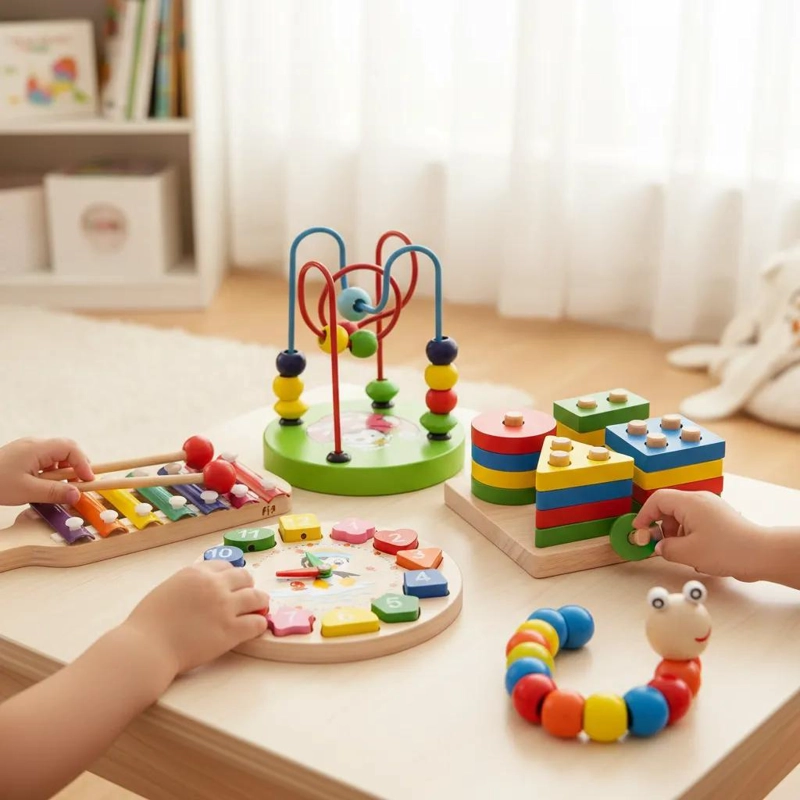 PACK DE 5 JUGUETES DIDACTICOS DE MADERA PARA APRENDER - 2