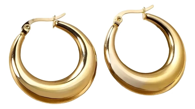 AROS PENDIENTES ARGOLLA CLIP EN ORO DE 18KT BAÑADO - 1