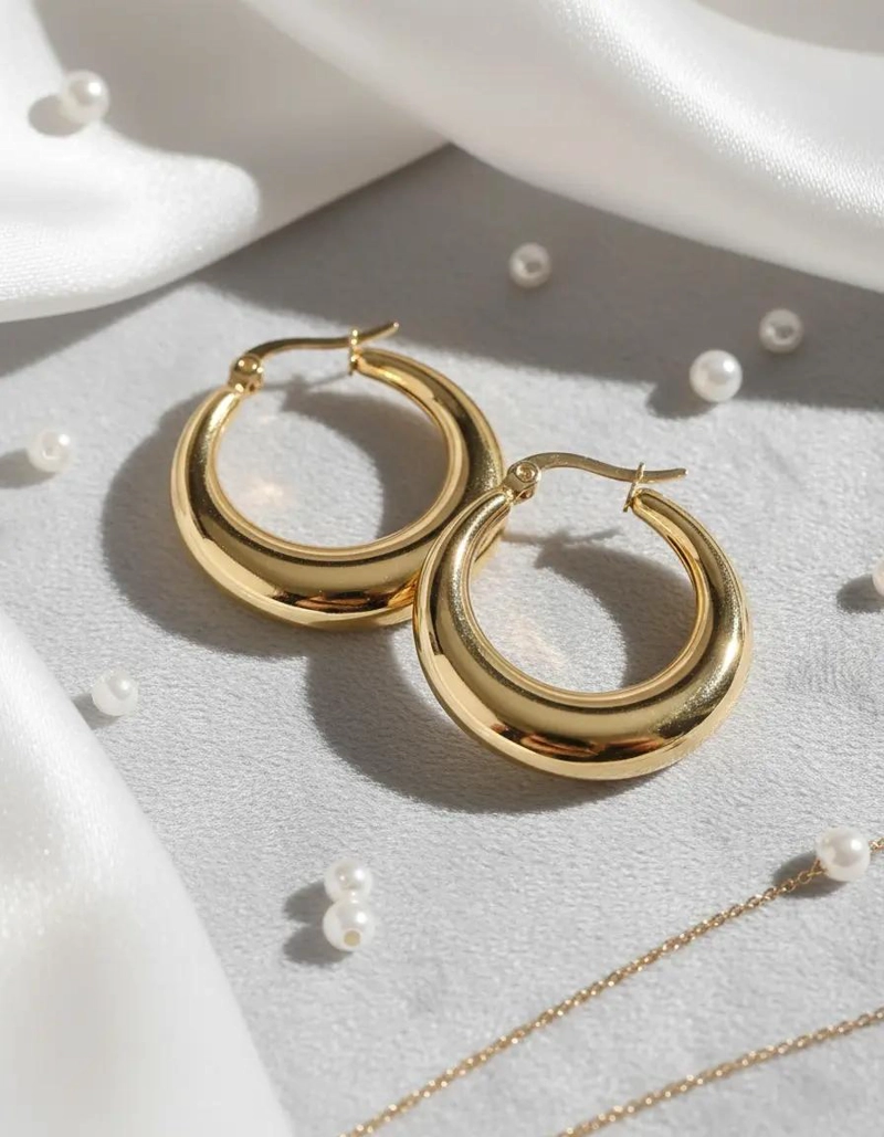 AROS PENDIENTES ARGOLLA CLIP EN ORO DE 18KT BAÑADO - 2