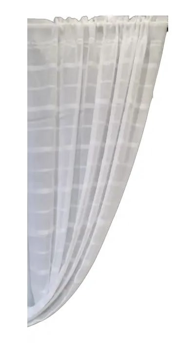 CORTINA DE GASA BLANCA CON RAYAS HORIZONTALES 140X230CM - 1