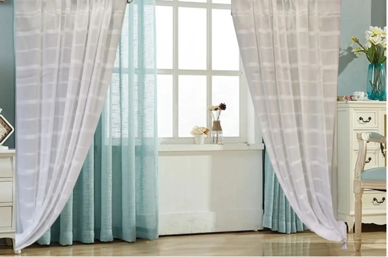 CORTINA DE GASA BLANCA CON RAYAS HORIZONTALES 140X230CM - 2