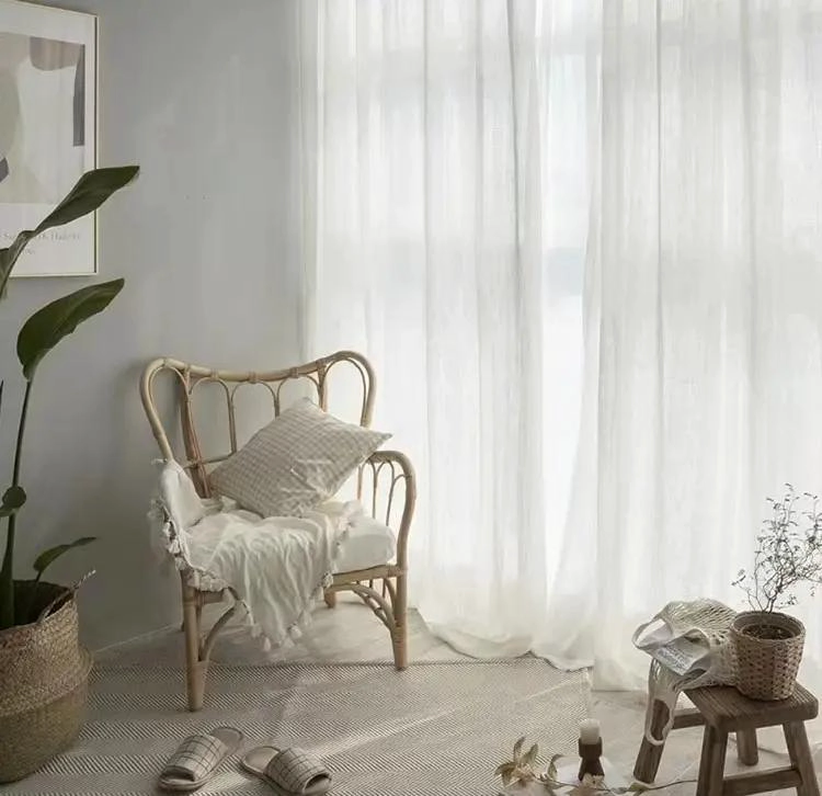 CORTINA DE GASA BLANCA CON RAYAS HORIZONTALES 140X230CM - 3