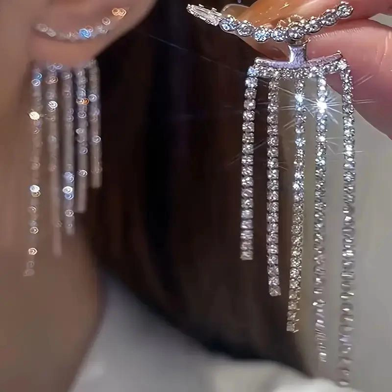AROS PENDIENTES BRILLANTES ELEGANTES PARA EVENTOS ESPECIALES - 2