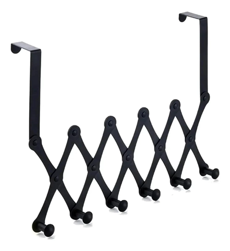 PERCHERO EXTENSIBLE DE METAL NEGRO CON 5 GANCHOS PARA PUERTA - 6
