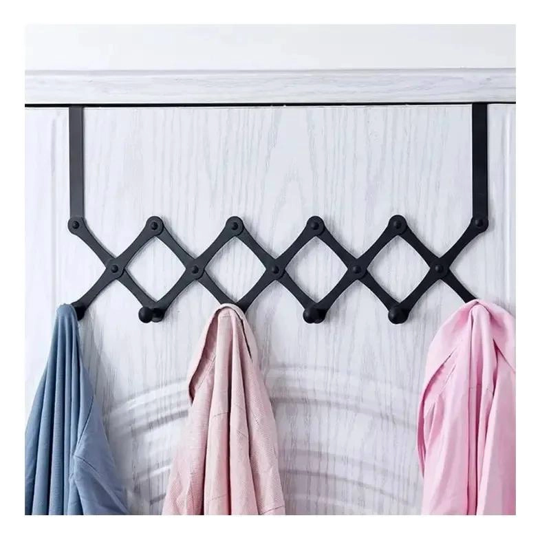 PERCHERO EXTENSIBLE DE METAL NEGRO CON 5 GANCHOS PARA PUERTA - 8