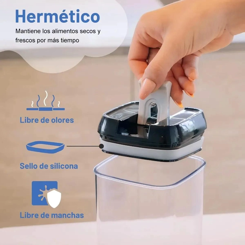 SET DE 7 CONTENEDORES ORGANIZADORES DE ALIMENTOS CON CIERRE HERME TICO - 7