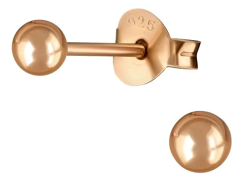 AROS MINI ESFERAS DE PLATA 925 CON BAÑO DE ORO ROSA - 1