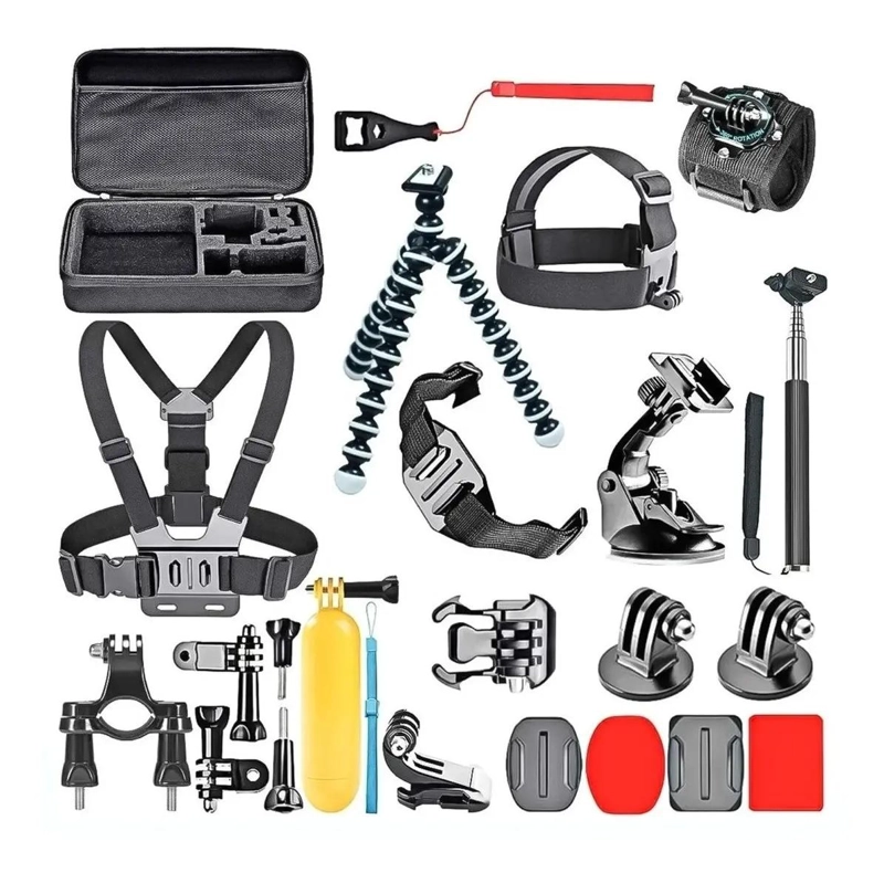 KIT DE ACCESORIOS PARA CAMARAS DEPORTIVAS CON 28 PIEZAS - 1