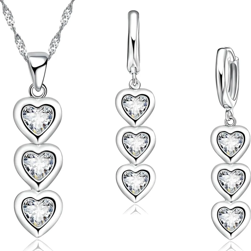 SET DE AROS Y COLLAR DE PLATA 925 CON ZIRCONIA PARA MUJER - 3