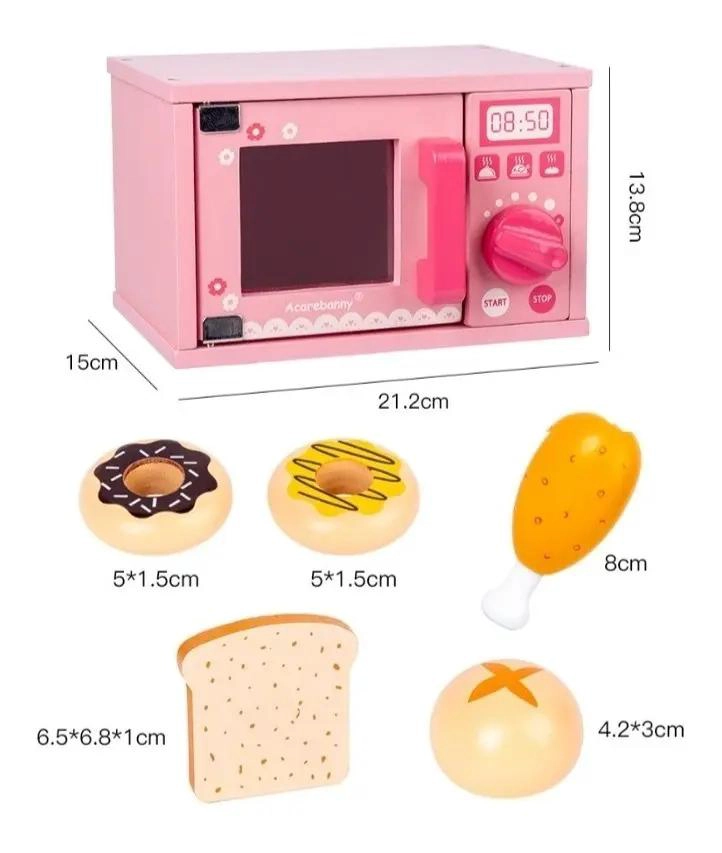 JUEGO DIDACTICO DE MADERA HORNO MICROONDAS PARA NIÑOS - 10