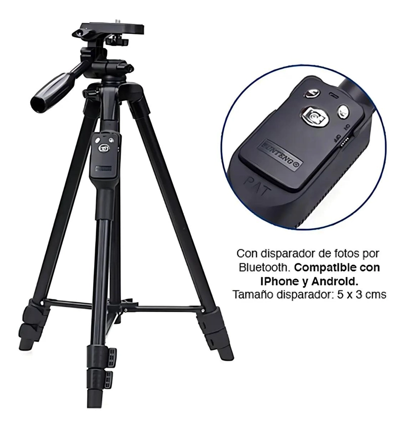 TRIPODE PROFESIONAL CON BLUETOOTH PARA CELULAR Y CAMARA DE 128 CM - 3