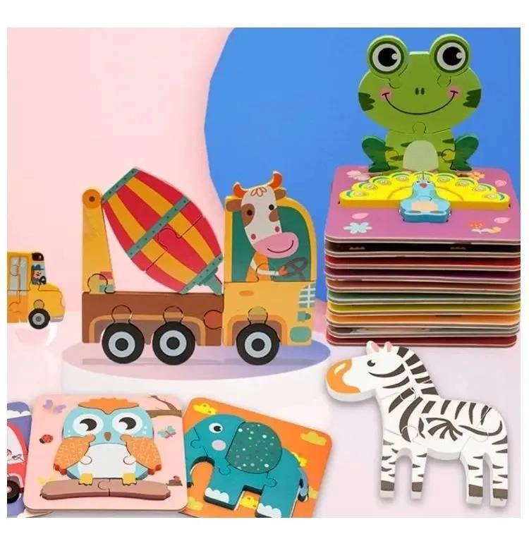 SET DE 6 ROMPECABEZAS DE MADERA 3D PARA NIÑOS - 4