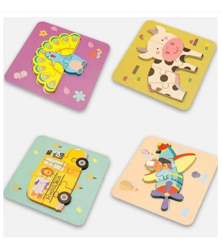 SET DE 6 ROMPECABEZAS DE MADERA 3D PARA NIÑOS - 8