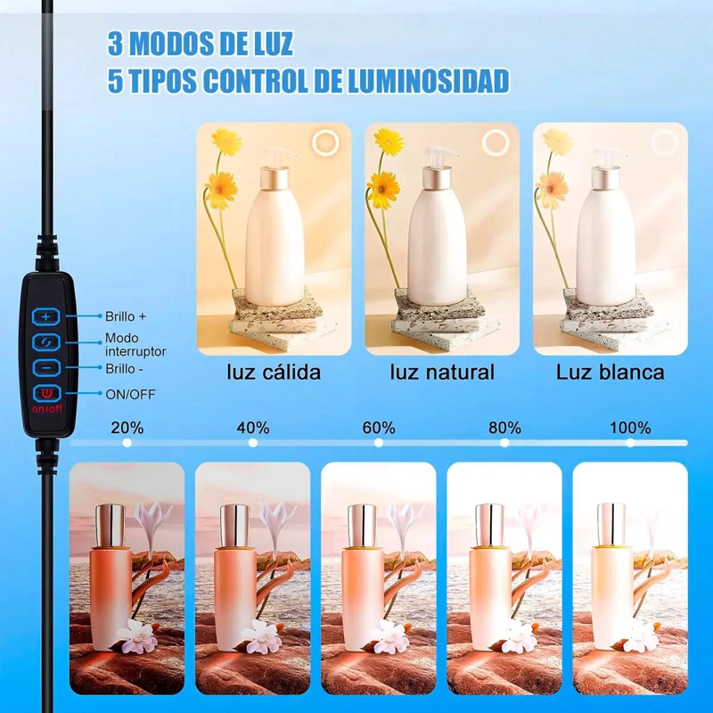 MINI ESTUDIO FOTOGRAFICO PLEGABLE CON ILUMINACION LED Y FONDOS - 3