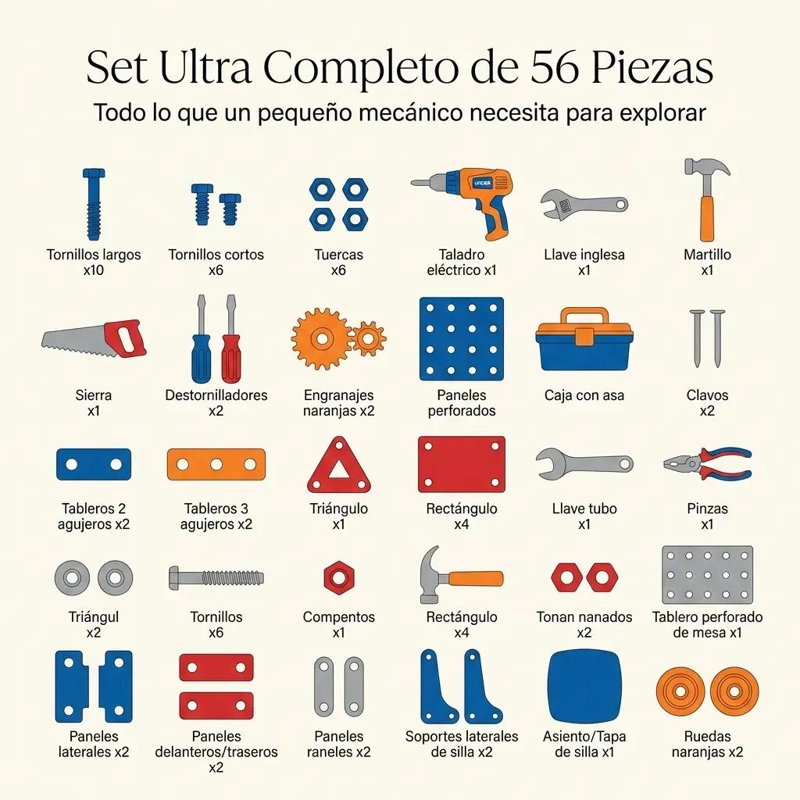 KIT DE HERRAMIENTAS DE MADERA PARA MANUALIDADES INFANTILES - 2