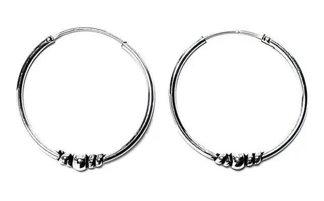 AROS ARGOLLAS ENVEJECIDAS DE PLATA FINA 30MM - 1