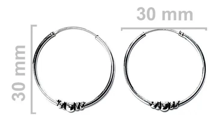 AROS ARGOLLAS ENVEJECIDAS DE PLATA FINA 30MM - 2