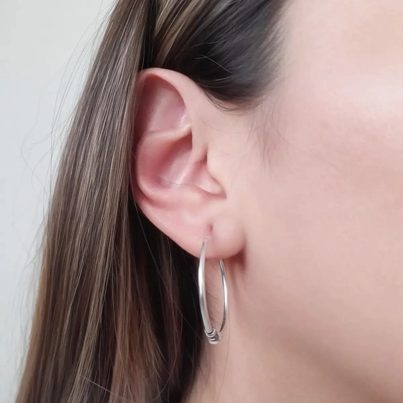 AROS ARGOLLAS ENVEJECIDAS DE PLATA FINA 30MM - 3