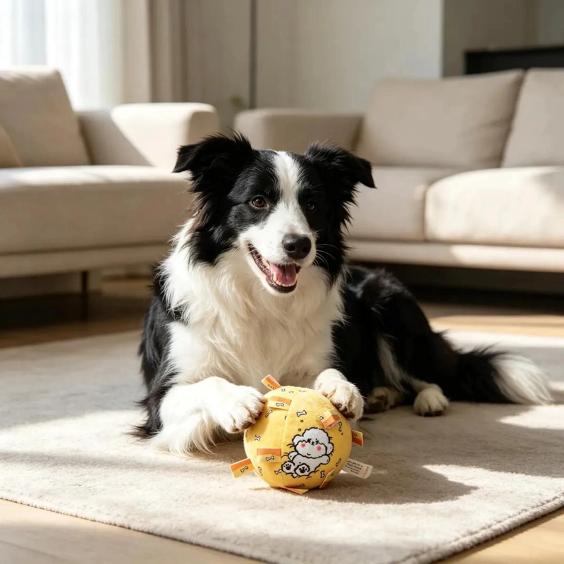 BOLA DE PELUCHE SONORA PARA PERROS 15CM DISEÑO RANA Y CORDERITO - 2