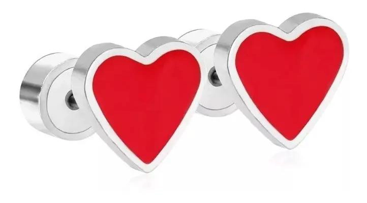 AROS DE ACERO QUIRURGICO EN FORMA DE CORAZON PARA MUJERES - 1