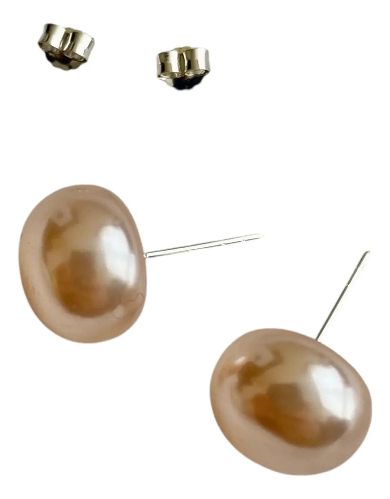 AROS DE PLATA 925 CON PERLA SINTE TICA EN DIFERENTES DIAMETROS - 1
