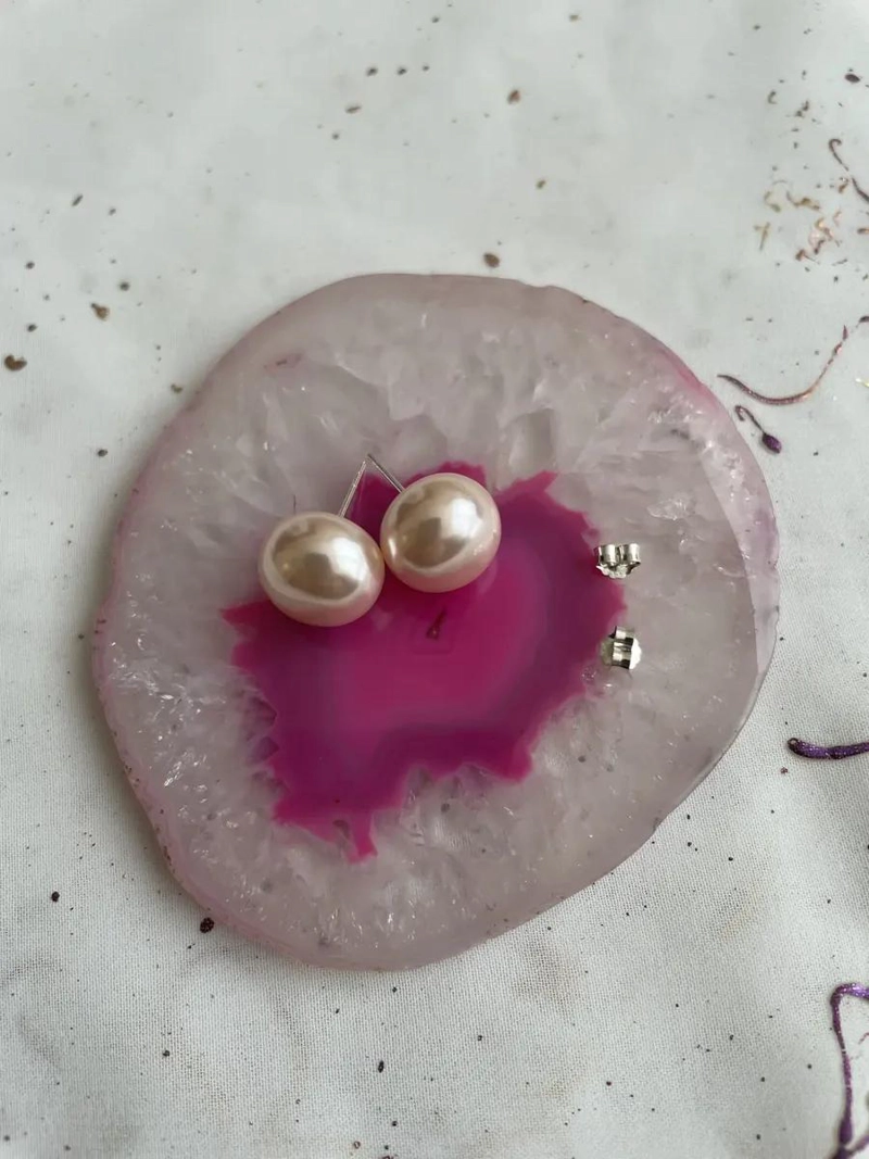 AROS DE PLATA 925 CON PERLA SINTE TICA EN DIFERENTES DIAMETROS - 6