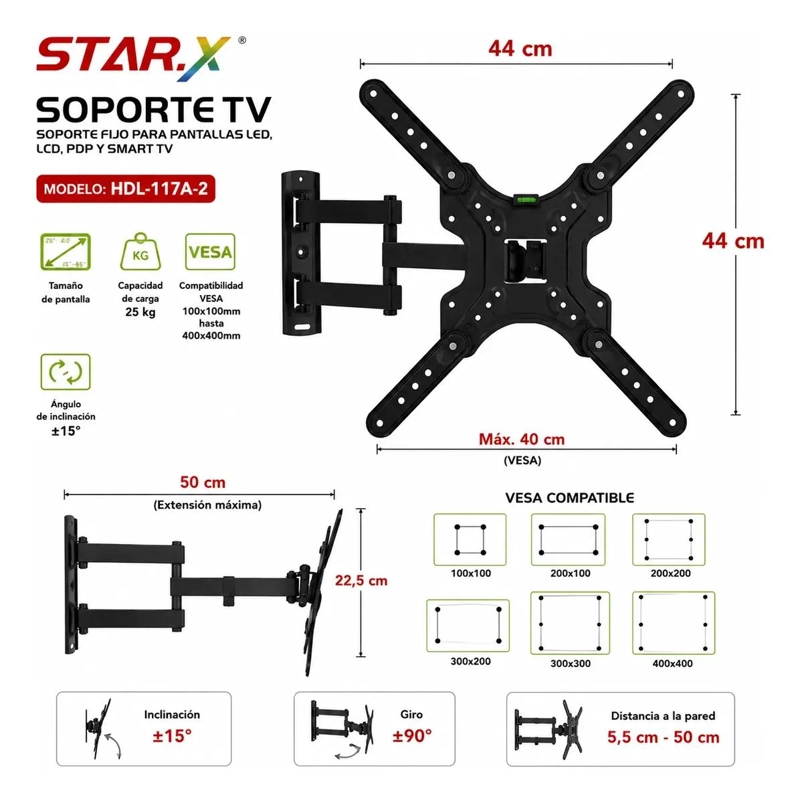 SOPORTE ARTICULADO PARA TV DE 26 A 65 PULGADAS CON VESA 400X400 - 2