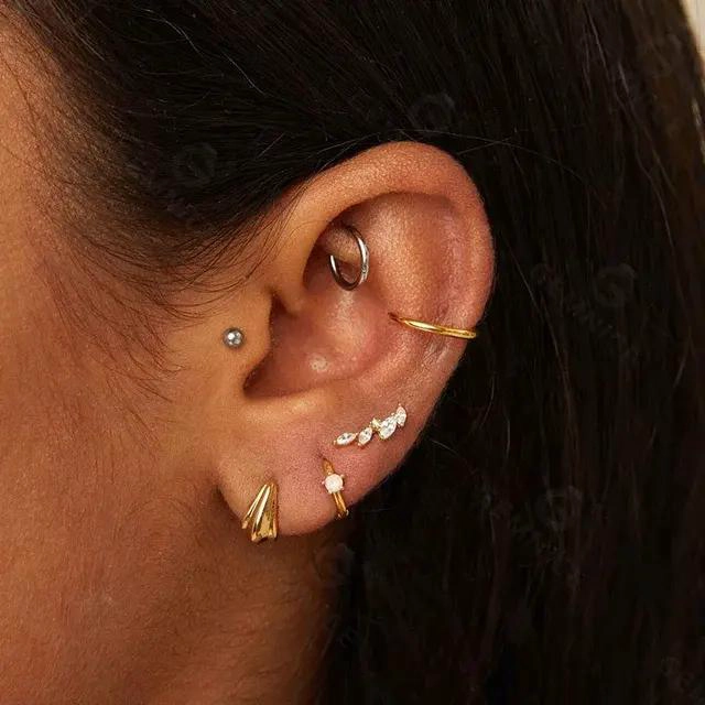 AROS DE PLATA 925 CHAPADOS EN ORO CON DISEÑO DE HOJAS - 2