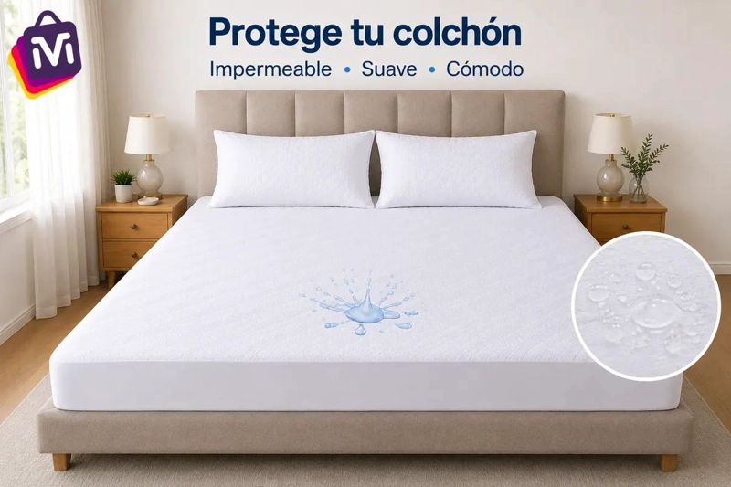 PROTECTOR DE COLCHON IMPERMEABLE Y SUAVE PARA HOGAR - 3